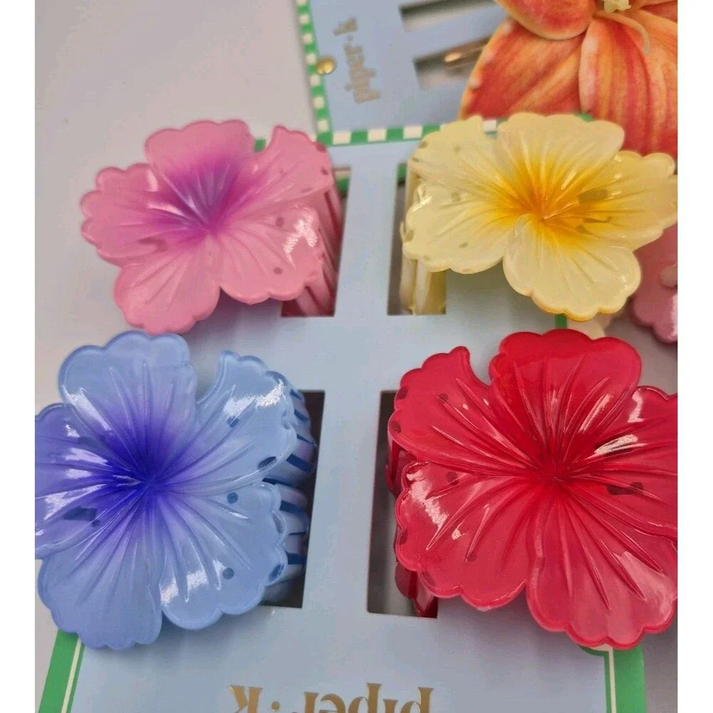 NIP 8 Piper K Large  Hibiscus Flowers Hair Claw Clips Plus Bonus Lily
